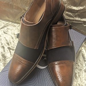 Gino Vitale Size 12 Monk Shoe D. Brown/Navy GV927